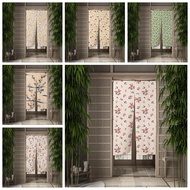 Fashion 2023 Cute Flowers Door Curtain Dining Room Kitchen Door Curtain Painting Print Partition Curtain Drape Entrance Hanging Half-Curtains