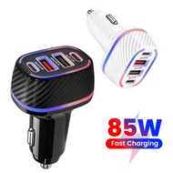 85W PD Fast Charging Car Charger PD30W QC3.0 Type C USB Adapter 4 Ports Car Phone Charger for Mobile