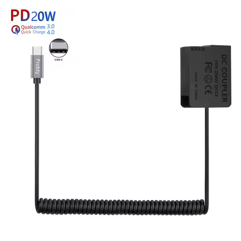 Type-C PD DMW-BLC12 Dummy Battery DMW-DCC8 AC Power Adapter for Panasonic FZ200 FZ300 FZ1000 FZ2500 