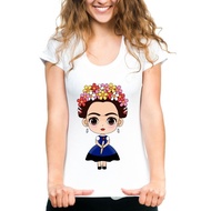 COD 2026 Women's Short Sleeve T-Shirt with Colorful Frida Kahlo Print - Lightweight Summer Fabric