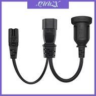 QUU 1PC Single C14 to C7 + AU Short Power Y Type Splitter Adapter Cable Cord 32cm Extension Cable for Printers Scanners