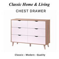 CHF Oliva Chest Of Drawers (6 Drawers) / Display Storage Cabinet Color: Natural + White