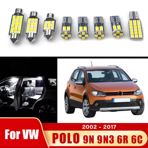Car LED Bulbs For Volkswagen VW POLO 9N 9N3 6R 6C 2002 - 2017 Interior Reading Lamp Vanity Mirror Tr