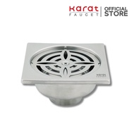 Karat Faucet Square Anti-Odor PVC Pipe Size Ø 2-3.5 Inches Flange 4 (Stainless Steel 304) Model KA-5