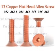 Red Copper Countersunk Hex Socket Screw Flat Head Allen Screw Machine Wire Flat Cup Screw Copper Bolt M3M4M5M6M8 Red Copper