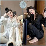 JULY Women's Pajamas, Home Wear Sets, Round Feather Sleeves, 4 Colors, Smooth Brocade Freesize <58kg