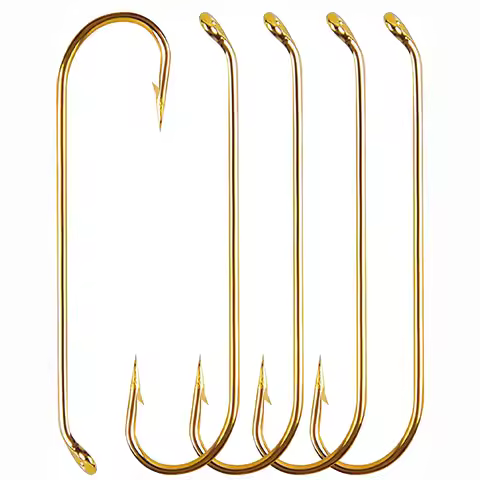 200Pcs Gold Fly Tying Hooks Aberdeen Hooks Long Shank Dry Wet Nymph Streamer Fly Fishing Hooks Jig F