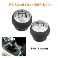 5 or 6 Speed Gray PU Leather Gear Stick Shift Knob Shifter For Toyota