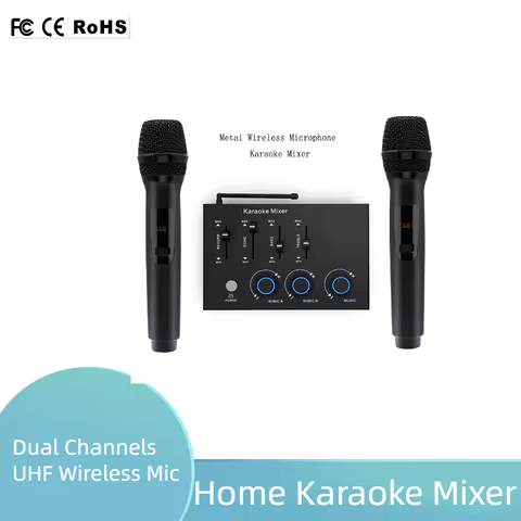 HD Optical Echo Vocal Cut Home Theatre Handheld UHF Wireless Microphone Karaoke Mixer System Receive