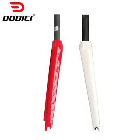 DODICI 700C Full Carbon Road Fixed Gear Fork 28.6MM Road Bike Full Carbon Straight Fork Red White Bi