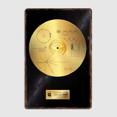 Voyager 1 Golden Record Space Poster Metal Print Mural Garage Decoration Club Party Vintage Tin Sign