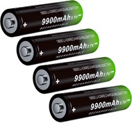 4 Pack 3.7 Volt 18650 Rechargeable Battery 9900mAh 18650 Battery Button Top Li-ion Battery for Flash