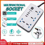 Power Strip 4 Power Socket With 3 USB 1 Type-C Ports Charger Universal Power Adapter 2M UK Plug Exte