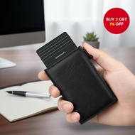 Men's Carbon Fiber RFID Wallet, Aluminum Magnetic Card Holder with Money Clip, Slim Anti-Theft Minim