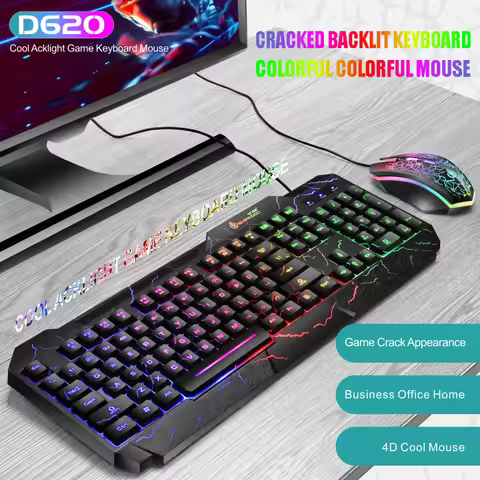 Mechanical Touch Feel Gaming Wired Keyboard And Mouse Combo RGB Backlit USB Ergonomic Design Gamer K