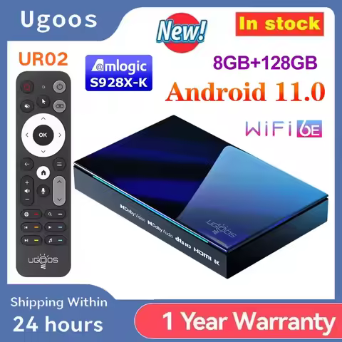 Original Ugoos SK1 Smart TV Box Android 11 Amlogic S928X-K 8GB 128GB Wifi6 BT5.2 1000M Set Top Box D