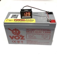 Voz Battery 12V 7Ah 7,2Ah + Digital Volt Meter