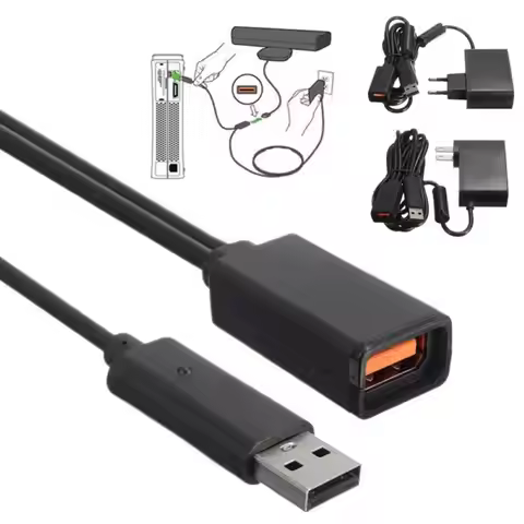 Promotion New EU USB AC Adapter Power Supply with USB charging cable for 360 XBOX360 Kinect Sensor D