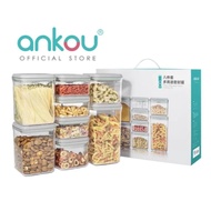 ANKOU AirTight Food Container - 3 in 1 / 8 in 1 Grey/ Pink Square Clear Set YXZ