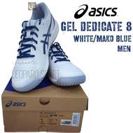 ASICS GEL-DEDICATE 8 Men White/ Mako Blue/ Asics Tennis Shoes best seller