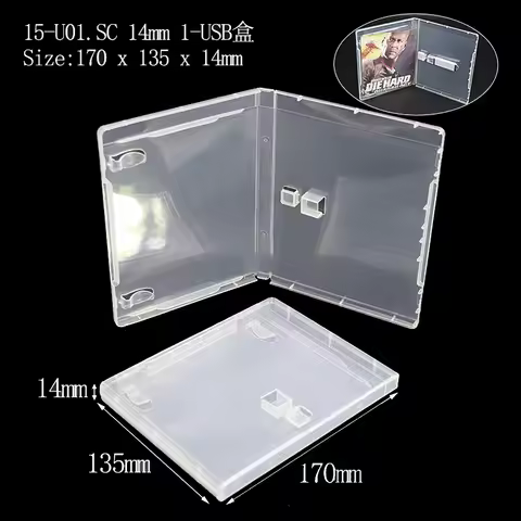 14mm Thick Transparent Plastic Storage Case for USB Blu-ray CD DVD Heavy Duty Protective Organizer B