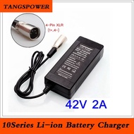 42V 2A Charger Electric Bike Lithium Battery Charger For 36V Li-Ion Battery Pack E-Bike Charger With 4-Pin XLR Connector