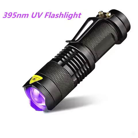 LED Ultraviolet Light UV Flashlight with Zoom Function 395nm AA Battery Inspection Lamp Torch Bankno