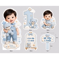 Baby Birthday Decoration Combo – Baby Standee, Age Number, Thank You Board, Handheld Hashtag