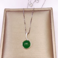 Cute Jade necklace 925 sliver with little white gold