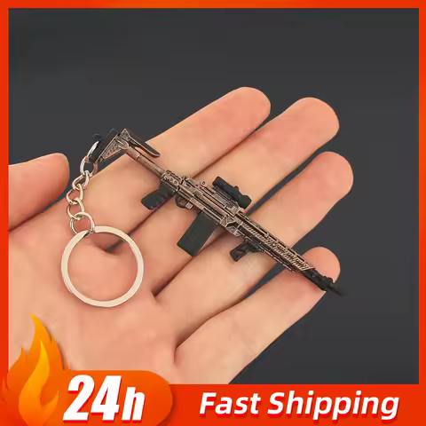 9cm Areha Breakbut MK14 Shooter Rifle Game Peripheral Mini Gun Model Keychain Alloy Keyring Backpack