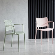 Style Dining Chair Light Cushion Hotel Hollow Backrest pu Simple Cafe Modern Armrest Luxury Restaura