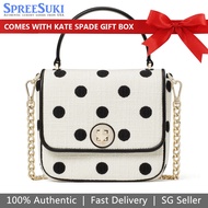 Kate Spade Handbag In Gift Box Crossbody Bag Natalia Square Polkadot Chain Crossbody Cream Off White # K9249