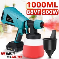 600W 1000ML Electric Cordless Spray Gun Household Paint Sprayer 3 Nozzle Sizes Power Tool