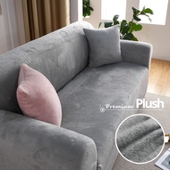 High Grade Velvet Plush Sofa Cover 1/2/3/4 Seater Elastic Sarung Sofa L Shape Stretch Case Sofa Slipcover