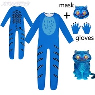 KISSFENY Kpop Demon Hunters Costume Kids, Jumupsuit Tiger Print Tiger Cosplay Costume, Onesie Style 