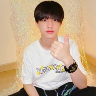 TF Family Zhang Zeyu Black Pure Cotton Printed t-Shirt Short Sleeve Loose Women 2023 Summer Peripher