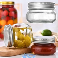 KAREN Mason Jars with Sliver Lids, Round Transparent with Regular Mouth Lids Glass Canning Jars, Reu