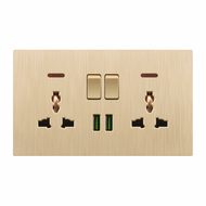 LEJIA  Gray/Black/Gold  Wall Key Kitchen  Switch Panel 13amp Universal 3/6 Pin Plug Socket with USB 