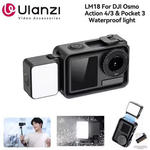 Ulanzi LM18 Led Video Fill Light IPX5 Waterproof Magnetic 5600K for DJI Osmo Action 5/4/3 & Pocket 3