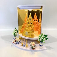 หิ้งพระมินิมอล ดีไซน์สะดุดตาด้วยการสะท้อนจากกระจกเงาทอง และไฟ LED เปลี่ยนสีได้ รุ่น Q11