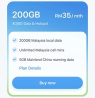 CMLink MY 200GB 4G/5G Data & Hotspot Plan RM35/month with 200GB Malaysia local data unlimited call m