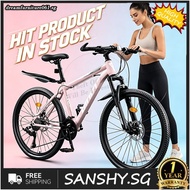 SANSHY Gear Transmission City Bicycle 21/24 Speed Carbon Steel Mountain Bicycle