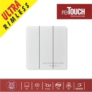 ReTouch ULTRA RIMLESS 16A 3 Gang 1 Way Light Switches (White / M031W)