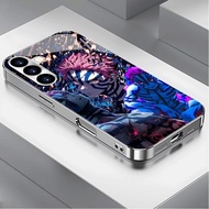 Demon Slayer Akaza 08 Luxury Plated Frame Glass Phone Case For Samsung Galaxy S22 S23 S24 S25 Ultra 