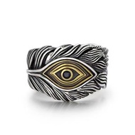 上帝之眼戒指個性高級感鑲鑽單身食指戒個性羽毛開口指環 飾品 （平行進口）（快遞送貨上門）