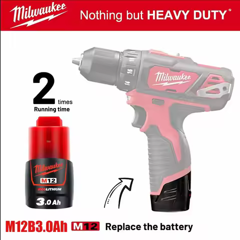 Original Milwaukee M12 battery 12V 3AH, M12HB2, M12HB3 M12-18FC charger 48-11-2402 48-11-2411 Milwau