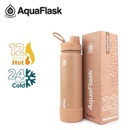 AquaFlask 22oz Wild Mushrooms Wide Mouth with Spout Lid Vacuum Insulated Drinking Water Aqua Flask