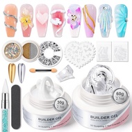 BORN PRETTY Clear White No-Stick Hand Extension Nail Kit Quick Extension 5D Sculpting Carved Flower 