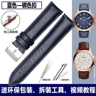 สายนาฬิกาหนังฟอสซิลแท้สำหรับผู้ชาย Q Smartwatch FTW1114ME3110 FS5436 24 20 22 มม. สายนาฬิกาหนังแท้แบ