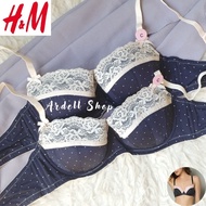 Women's Half Cup Lace Polka Dot Navy Underwire Bra Size 36C - H&M